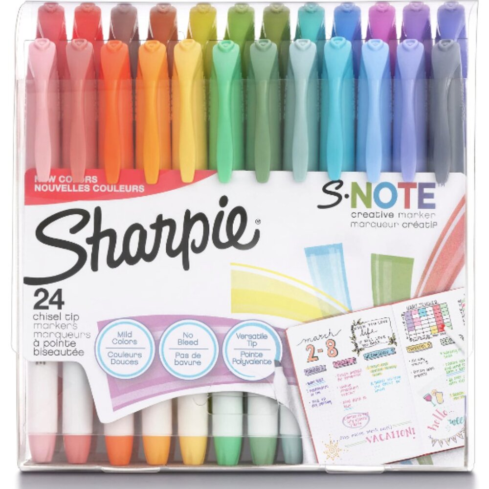 SHARPIE S-Note Creative Markers Assorted Colors, Chisel Tip, Contains 23 markers